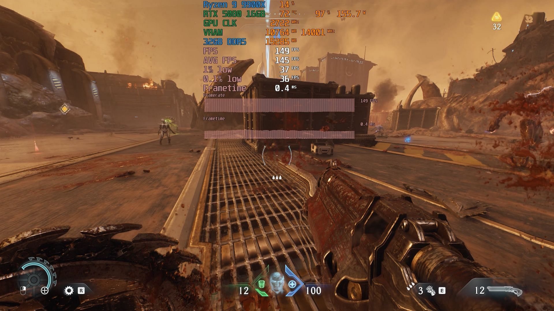 With frame generation, DOOM: The Dark Ages runs at over 150 FPS with some added latency (Image via Bethesda)